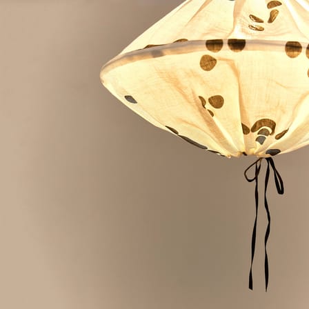 Lamp Shade Yumi Fabric Black / Ø 50 x H 30 cm - Linen - NOBODINOZ | Black / Polka Dots - View 4