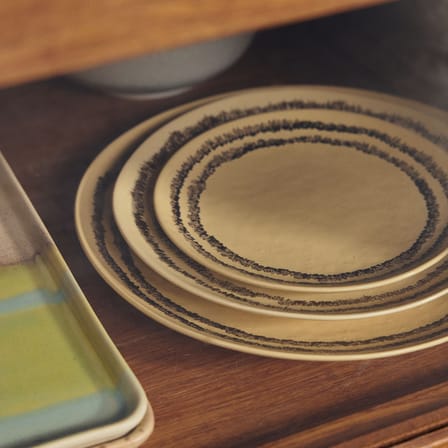 Set of 2 Plates 70s ceramics / Ø 27,5 cm - HK LIVING | Yellow - View 3