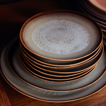 Set of 2 Dessert Plates 70s ceramics / Ø 22 cm - HK LIVING | Gray - View 3