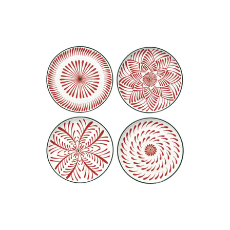 Set of 4 Dessert Plates Bazaar/ Ø 21 cm - Serax | Pattern : Red / Trim Green - View 1