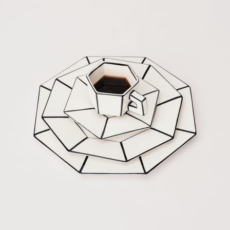 Set of 2 Dessert Plates Carte Blanche / Ø 22 cm - Serax | White - Black - View 4