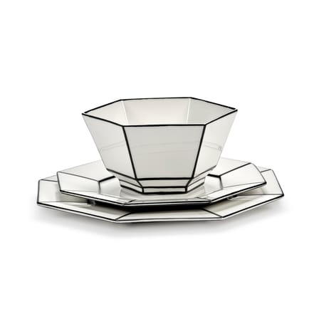 Set of 2 Dessert Plates Carte Blanche / Ø 22 cm - Serax | White - Black - View 3