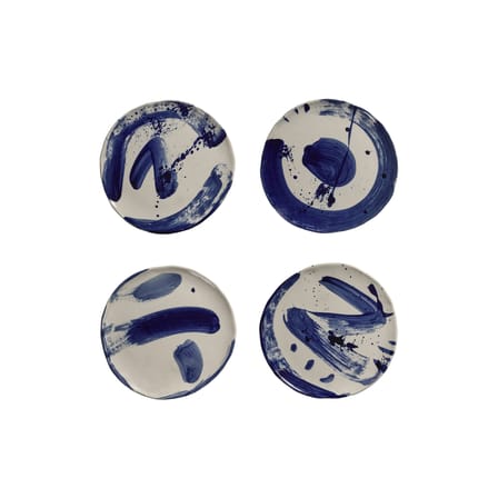 Set of 4 Dessert Plates Sophia / Ø 22 cm - Hand-Painted - Serax | Beige - Blue - View 1