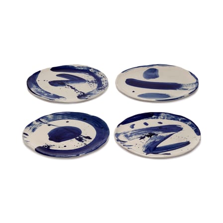 Set of 4 Dessert Plates Sophia / Ø 22 cm - Hand-Painted - Serax | Beige - Blue - View 2