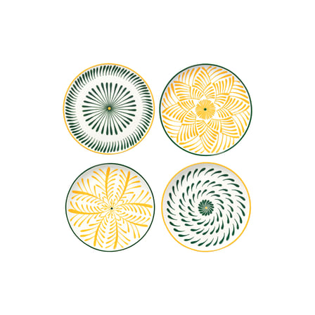 Set of 4 Plates Bazaar / Ø 26,5 cm - Serax | Pattern : Yellow & Green / Trim Yellow & Green - View 1