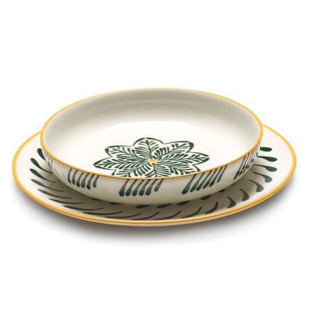 Set of 4 Plates Bazaar / Ø 26,5 cm - Serax | Pattern : Yellow & Green / Trim Yellow & Green - View 4
