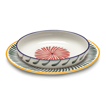 Set of 4 Soup Plates Bazaar / Ø 21 cm - Serax | Pattern : Red / Trim Blue - View 3