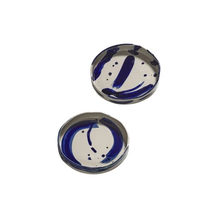 Set of 2 Soup Plates Sophia / Ø 19 cm - Hand-Painted - Serax | Beige - Blue - View 1