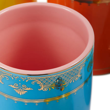 Box Grandpa Medium Ceramic Blue / Ø 11 x H20 cm - POLSPOTTEN | Blue / Gold details - View 3