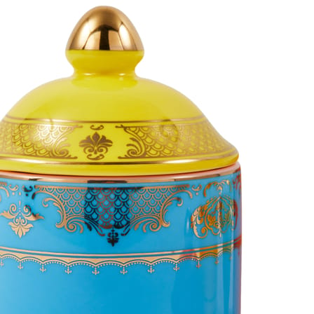 Box Grandpa Small Ceramic Blue / H 14 cm - POLSPOTTEN | Blue / Gold details - View 4