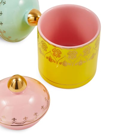 Box Grandpa Small Ceramic Yellow / H 14 cm - POLSPOTTEN | Yellow / Gold details - View 2