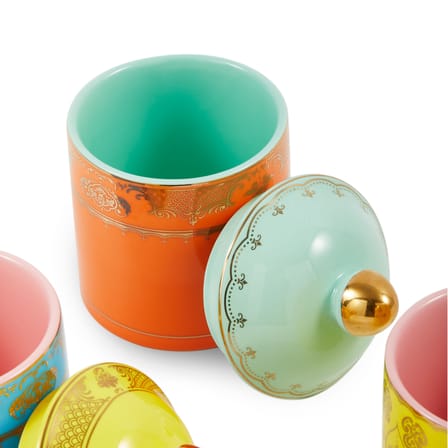 Box Grandpa Small Ceramic Orange / H 14 cm - POLSPOTTEN | Orange / Gold details - View 2