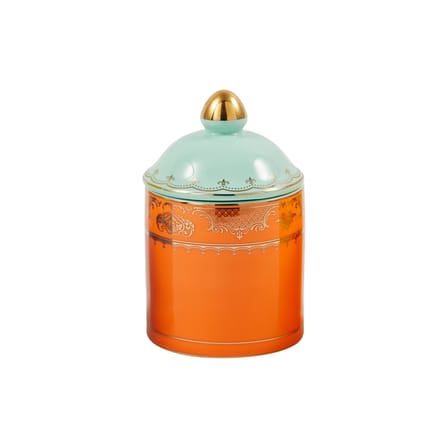 Box Grandpa Small Ceramic Orange / H 14 cm - POLSPOTTEN | Orange / Gold details - View 1