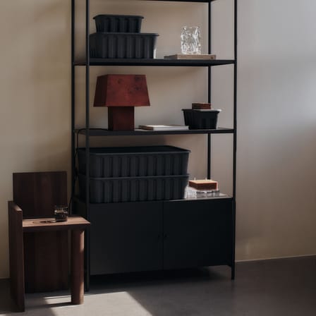Set of 2 Boxes Paper Pulp Large/ Stackable - 30 x 40 x H 15 cm - Ferm Living | Charcoal - View 3