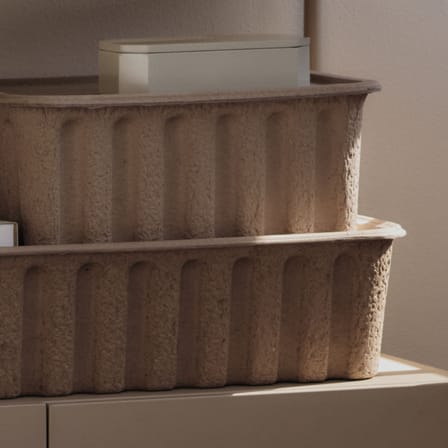 Set of 2 Boxes Paper Pulp XL / Stackable - 42 x 65 x H 15 cm - Ferm Living | Brown - View 3