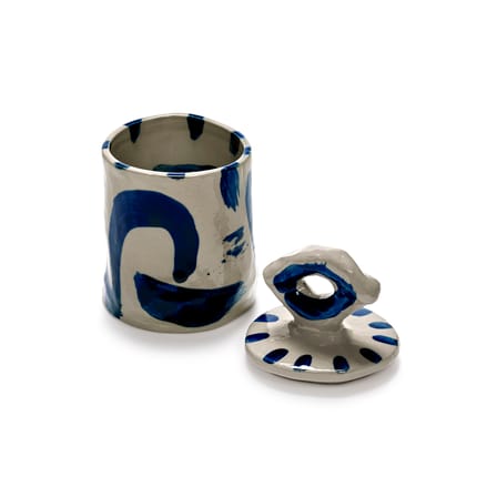 Box Sophia 03 Ceramic Blue / Ø 8 x H 16 cm - Serax | Beige - Blue - View 2