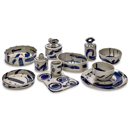 Box Sophia 03 Ceramic Blue / Ø 8 x H 16 cm - Serax | Beige - Blue - View 4
