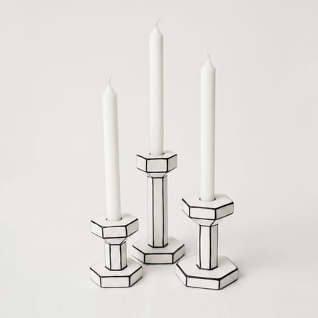 Candle Holder Carte Blanche Ceramic White / Small - H 11.5 cm - Serax | White - Black - View 3