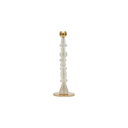 Candle Holder Perles Glass White / Small - H 34 cm - POLSPOTTEN | White - Gold - View 1