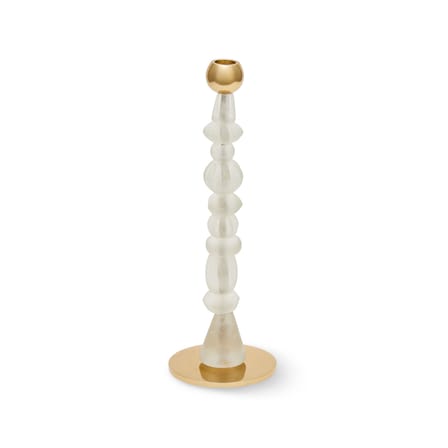 Candle Holder Perles Glass White / Small - H 34 cm - POLSPOTTEN | White - Gold - View 2