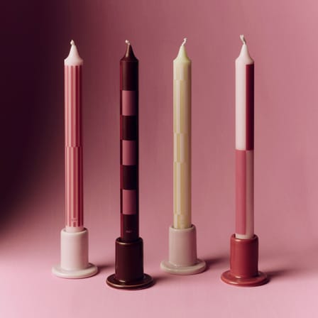 Set of 4 Taper Candles Pattern Pink - Hay | Pink tones - View 2