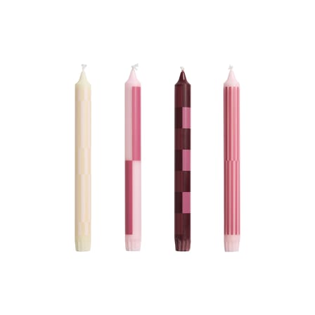 Set of 4 Taper Candles Pattern Pink - Hay | Pink tones - View 1