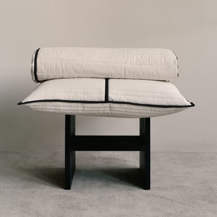 Cushion Vari White / 60 x 80 cm - Quilted - Ferm Living | Natural & Chocolate trim - View 4