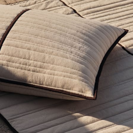 Cushion Vari White / 60 x 80 cm - Quilted - Ferm Living | Natural & Chocolate trim - View 2