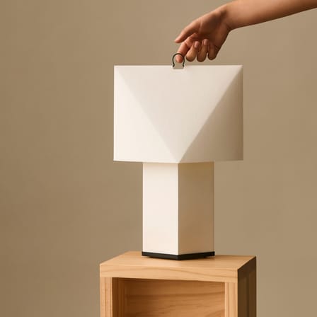 Table Lamp Aplat Large / Folded Paper - Hay | White - Base and Cable : Black - View 3