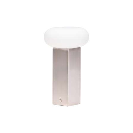 Rechargeable Portable Lamp Low LED / H 20 cm - HÜBSCH | Lamp Shade : White Opal - Base : nickel Brushed - View 1