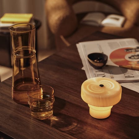 Rechargeable Portable Lamp Ripple LED Glass Beige / Ø 12 x H 10 cm - Ferm Living | Oat - View 3