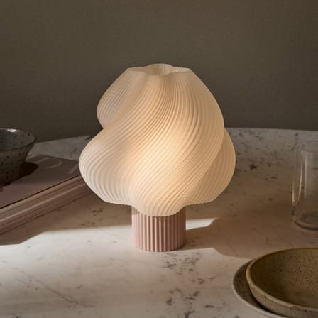 Rechargeable Portable Lamp Soft Serve Pink - CRÈME ATELIER | Wild Strawberry Sorbet / Lamp Shade White - View 2