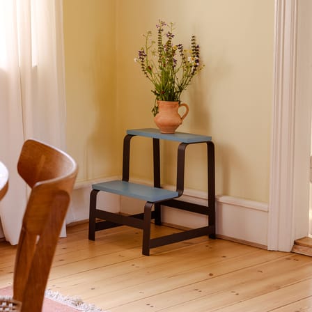 Step Stool Step Wood Blue - HÜBSCH | Blue - Brown - View 2