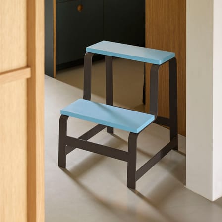 Step Stool Step Wood Blue - HÜBSCH | Blue - Brown - View 3