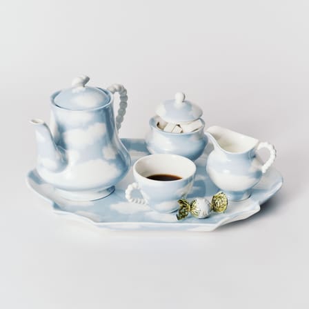 Serving Plate Rêves de Rêves Ceramic Blue / 36,6 x 26,5 cm - Serax | Sky Blue & White (Cloud pattern) - View 3