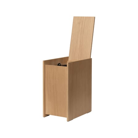 Wastebasket Sama Small Wood Natural / H 35 cm - Inner Plastic Bucket - Ferm Living | Wood Natural - Removable inner bucket : Black - View 2