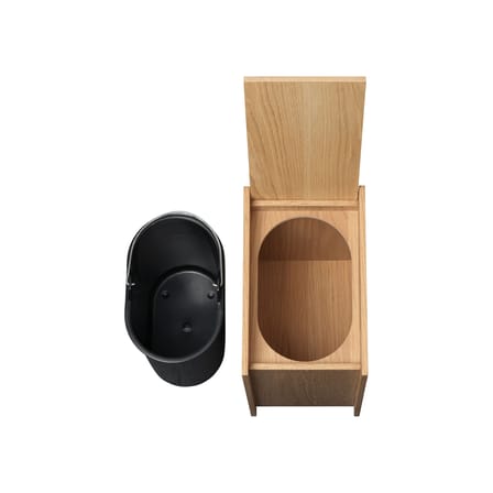Wastebasket Sama Small Wood Natural / H 35 cm - Inner Plastic Bucket - Ferm Living | Wood Natural - Removable inner bucket : Black - View 3