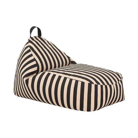Kids Pouf Bliss Fabric Black - NOBODINOZ | Striped Black / Sand - View 1
