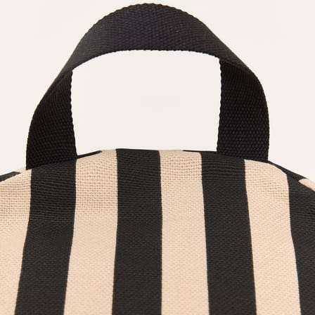 Kids Pouf Bliss Fabric Black - NOBODINOZ | Striped Black / Sand - View 3