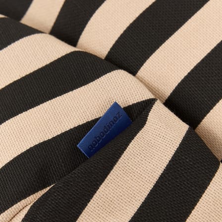 Kids Pouf Bliss Fabric Black - NOBODINOZ | Striped Black / Sand - View 2