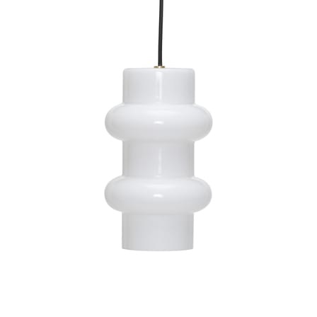 Pendant Light Pilule Pendule Double Glass White / Ø 15 x H 25 cm - HÜBSCH | White, Gloss finish - Cable Black - View 1