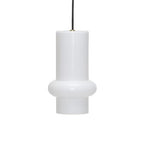 Pendant Light Pilule Pendule Down Glass White / Ø 15 x H 25 cm - HÜBSCH | White, Gloss finish - Cable Black - View 1