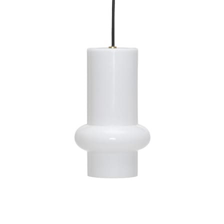 Pendant Light Pilule Pendule Down Glass White / Ø 15 x H 25 cm - HÜBSCH | White, Gloss finish - Cable Black - View 1