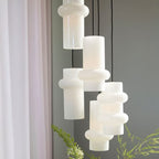 Pendant Light Pilule Pendule Down Glass White / Ø 15 x H 25 cm - HÜBSCH | White, Gloss finish - Cable Black - View 4