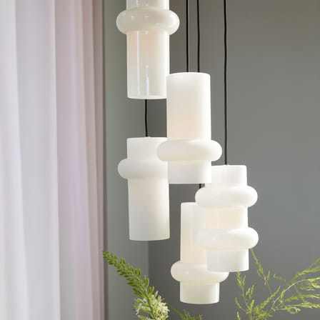 Pendant Light Pilule Pendule Down Glass White / Ø 15 x H 25 cm - HÜBSCH | White, Gloss finish - Cable Black - View 4
