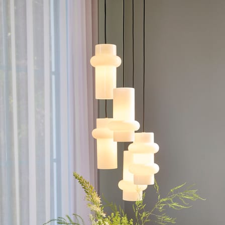 Pendant Light Pilule Pendule Up Glass White / Ø 15 x H 25 cm - HÜBSCH | White, Gloss finish - Cable Black - View 3