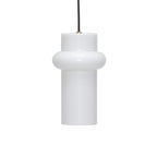 Pendant Light Pilule Pendule Up Glass White / Ø 15 x H 25 cm - HÜBSCH | White, Gloss finish - Cable Black - View 1