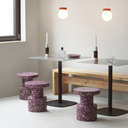 Stool Bit / H 42 cm - Recycled - Normann Copenhagen | Burgundy Speckled White - View 2