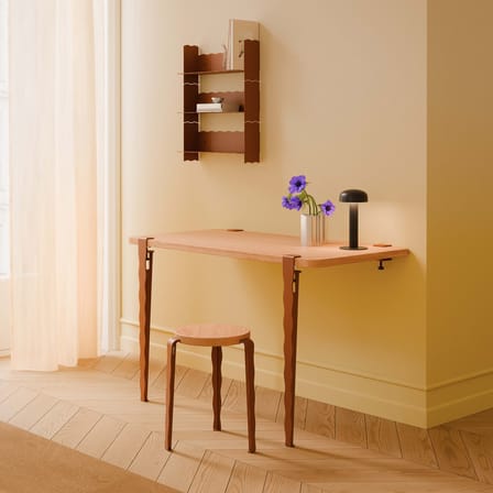 Stackable Stool Lou Vague by Uchronia / Oak - TIPTOE | Seat : Oak Natural / Legs : Beige - View 4