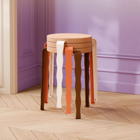 Stackable Stool Lou Vague by Uchronia / Oak - TIPTOE | Seat : Oak Natural / Legs : Beige - View 3